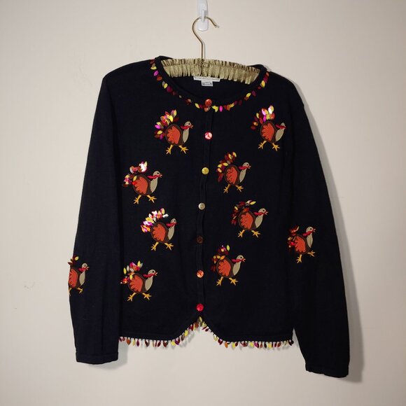 Bellepointe Vintage Embroidered Button Up Cardigan Size XL Black - Picture 1 of 6